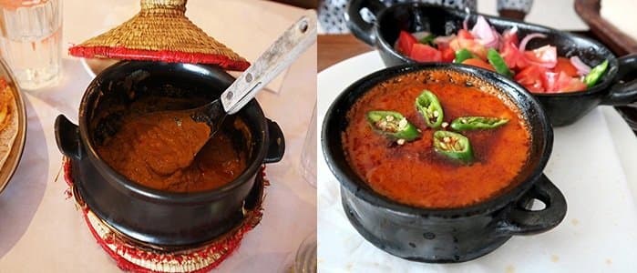 Пряный соус широ к хлебной лепешке.