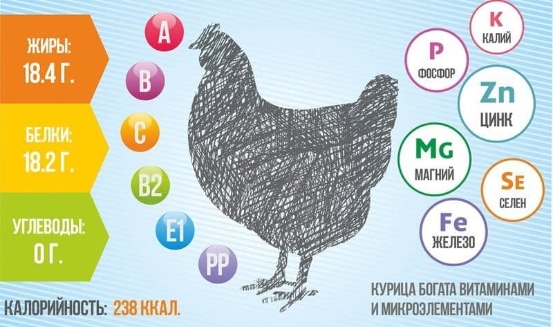 Состав и пищевая ценность куриного мяса.