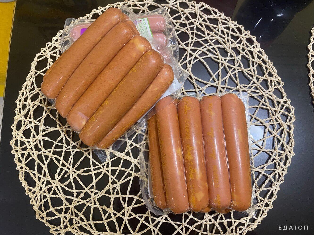 Сосиски без молока с куриным филе.