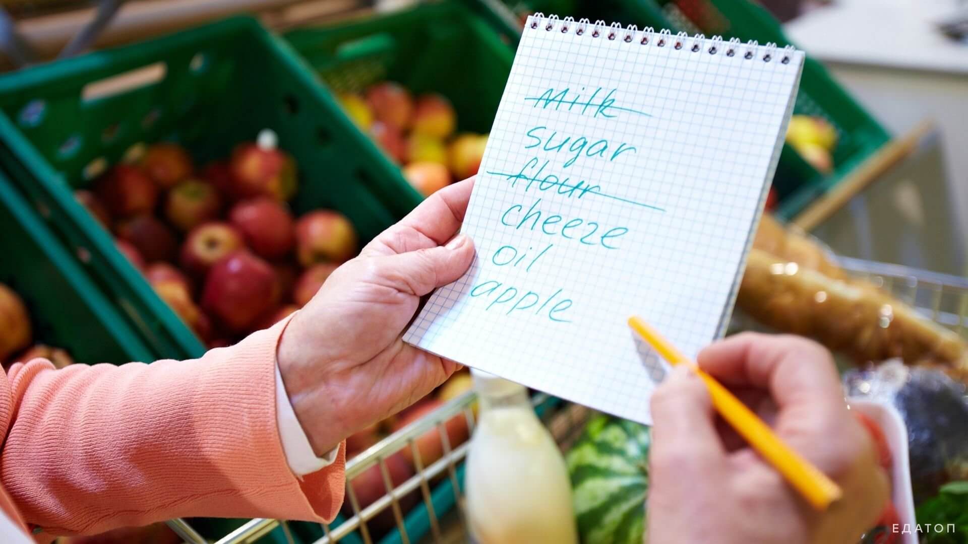 Использование четкого списка поможет сэкономить на закупке продуктов.