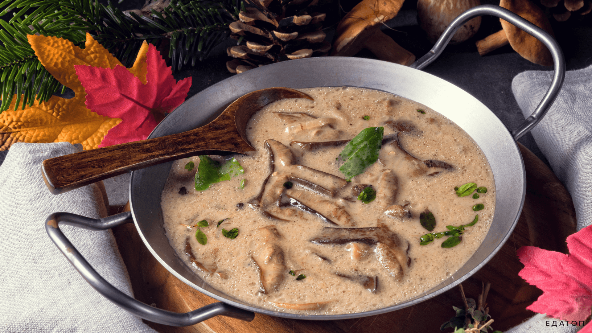 Грибной соус со сметаной и вешенками.