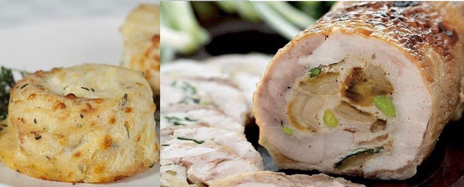 Куриное суфле и рулет.
