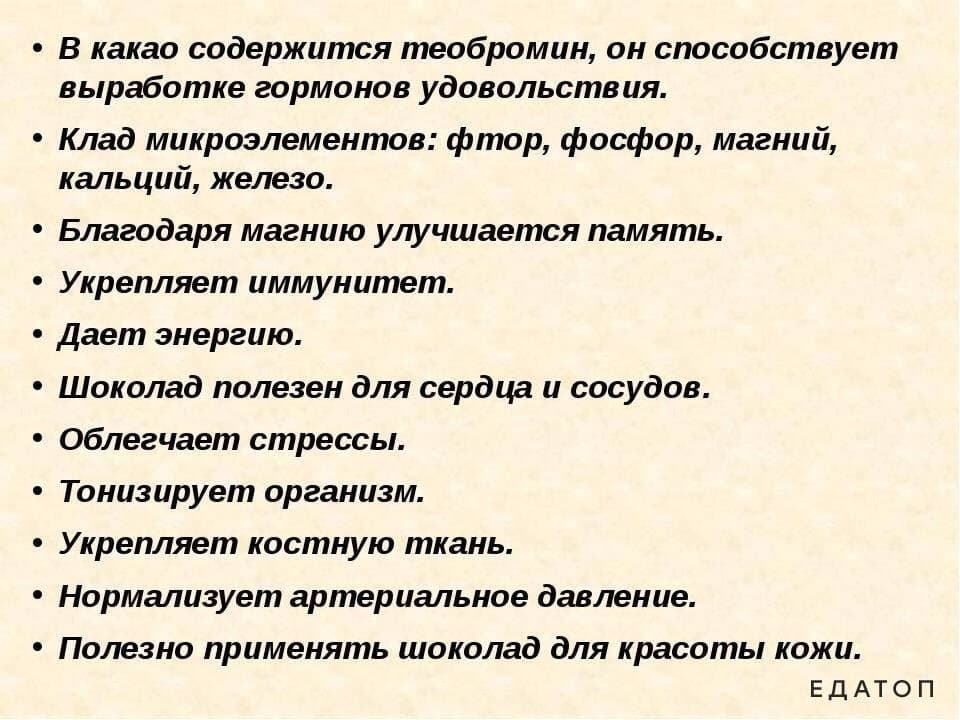 Полезные свойства какао.