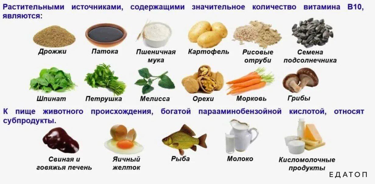 Источники витамина В10/Н1.