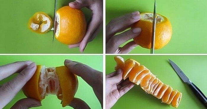 Удобный вариант красивой нарезки апельсина.